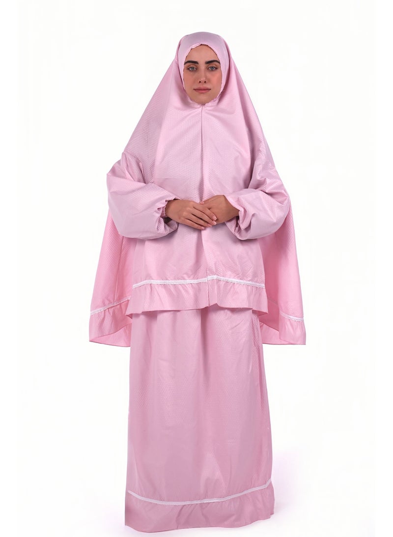 AL BENT AL SHARQIEH Two pieces islamic prayer robe dress set with sleeve - Image 1